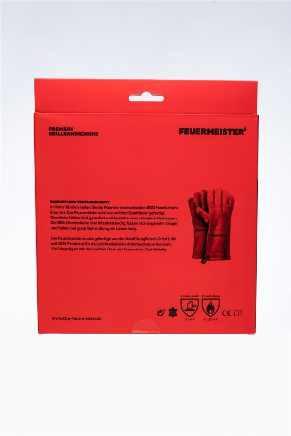 Feuermeister - Grillhandschuhe Leder Rot Gr. 8 (Paar)