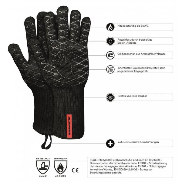 Feuermeister - Grillhandschuhe Aramid schwarz Gr. 8 (Paar)