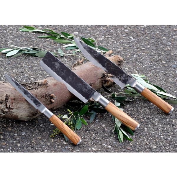 Forged - Olive 3-tlg. Messerset: Kochmesser, Hackbeil, Universalmesser