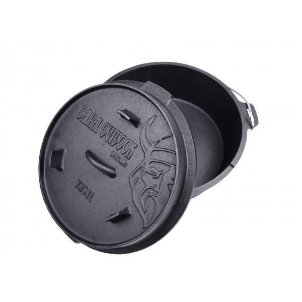 VALHAL - Feuertopf 6,1 L + 2 L Deckelinhalt, flacher Boden