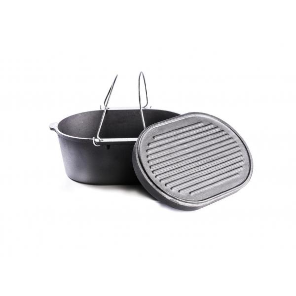 VALHAL - Feuertopf aus Gusseisen oval, 9 Liter Inhalt, ohne Füße